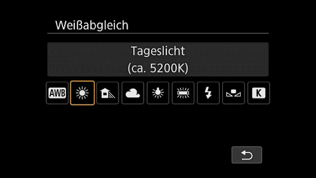 Vergleich verschiedene Voreinstellungen Weißabgleich