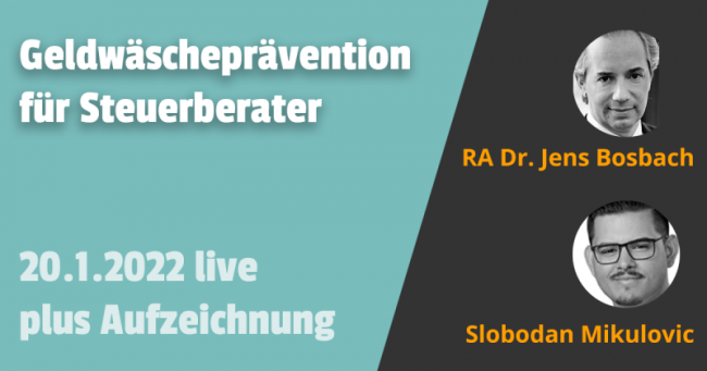 Geldwäscheprävention für Steuerberater 20.01.2022