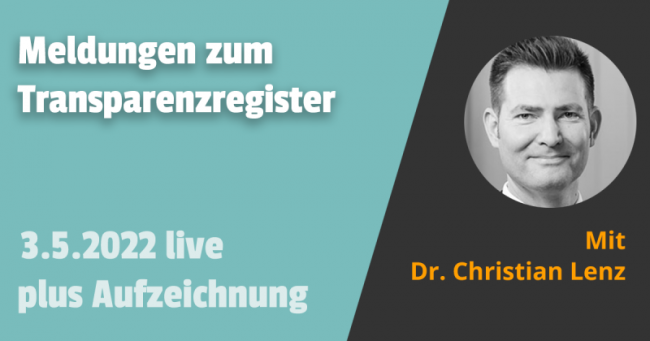 Meldungen zum Transparenzregister 03.05.2022