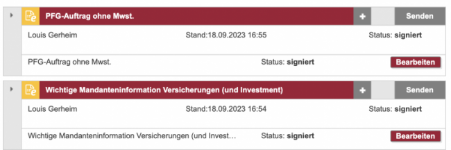 Pflicht: WMI + PFG absenden