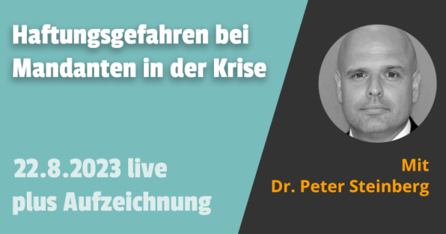 Aktuelle Haftungsgefahren für den Steuerberater bei Mandanten in der Krise 22.08.2023