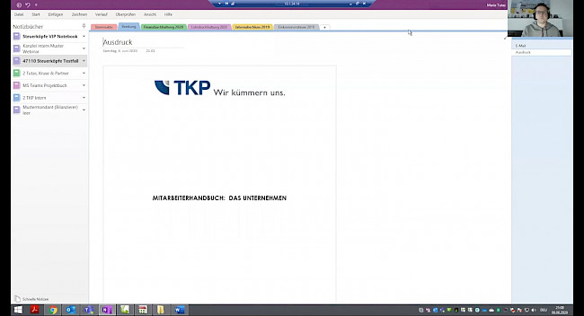 MS OneNote – Einstellungen an OnNote senden