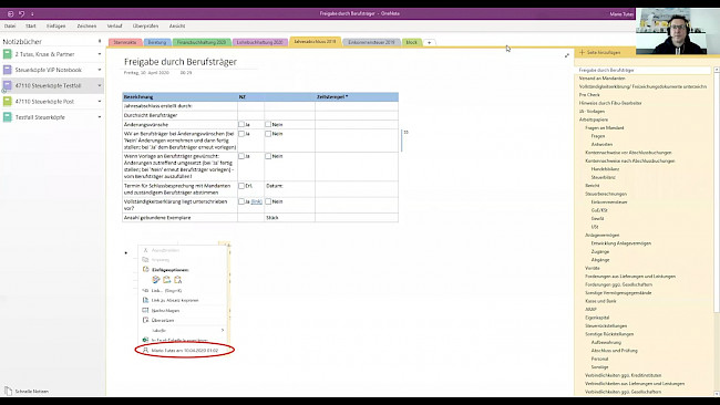 MS OneNote – JA Notizbuch Kontrolle