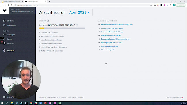 Datenexport und Abschluss