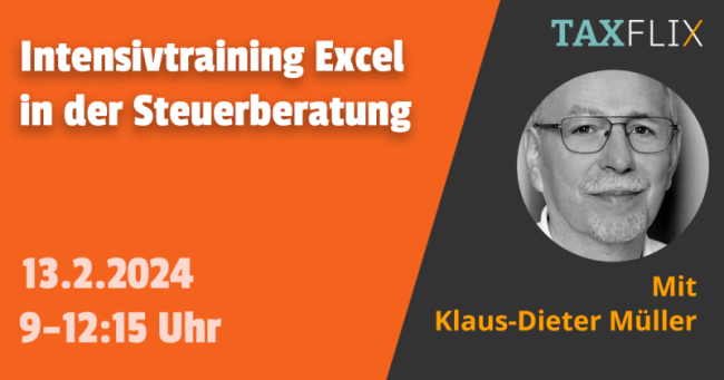 Intensivtraining Excel in der Steuerkanzlei 1. Teil