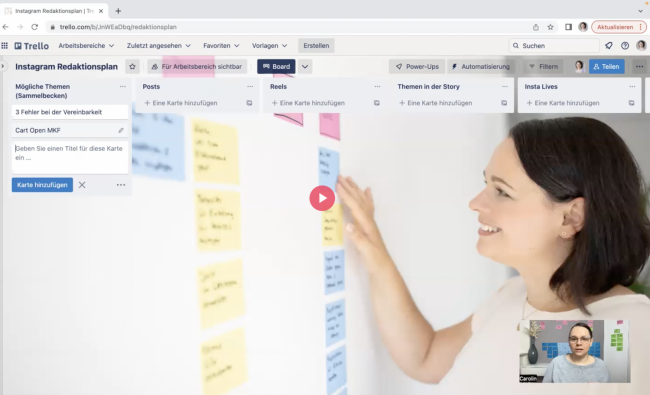 Bonus Video für Selbstständige: Redaktionsplan über ein Board