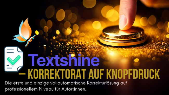 „Textshine - Korrektorat auf Knopfdruck“ Die erste & einzige vollautomatische Korrekturlösung auf professionellem Niveau für Autor:innen