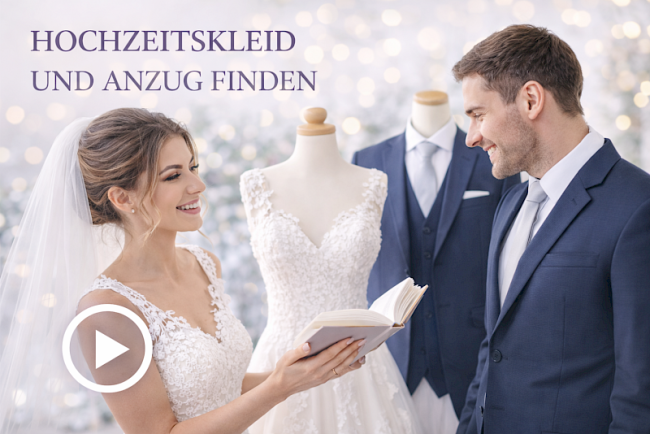 Hochzeitskleid und Anzug finden