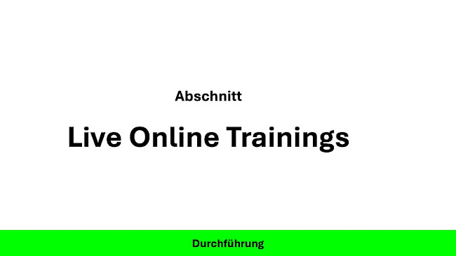 Live Online Trainings
