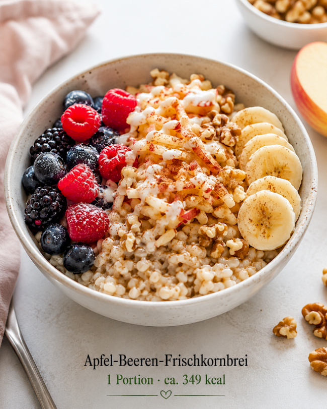 Apfel-Beeren-Frischkornbrei nach Bruker-Art