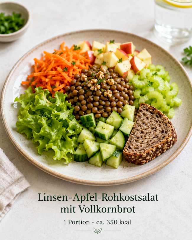 Vollkornbrot mit Avocado-Kräuter-Quark und Rohkost