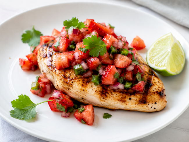16. Gegrilltes Hähnchen mit Erdbeer-Jalapeño-Salsa