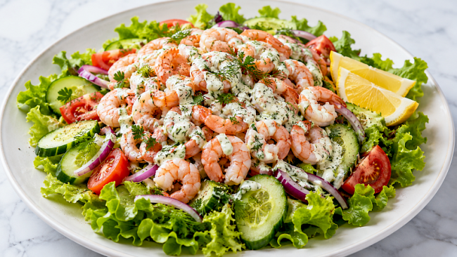 20. Garnelen-Remoulade light auf Salatbett