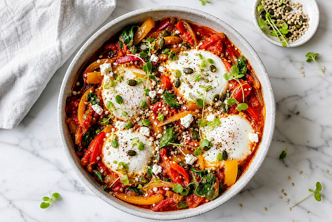 Vegetarische Gemüse-Eiweiß-Shakshuka