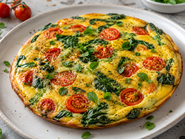 29. Spinat-Frittata mit Cherrytomaten