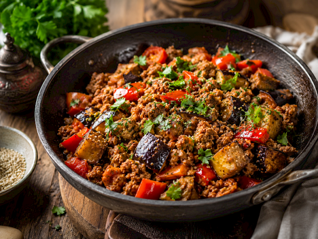 69. Orientalische Hack-Auberginen-Pfanne
