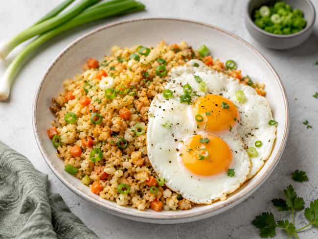 72. Gebratener Blumenkohlreis mit Ei (Paleo-Style)