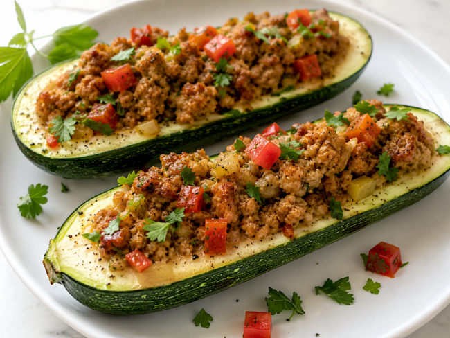 82. Gefüllte Zucchini mit Putenhack