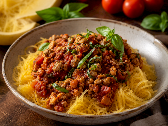 94. Spaghettikürbis Bolognese mit Putenhack