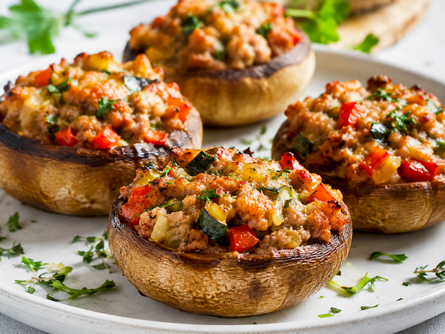 95. Gefüllte Champignons mit Putenhack