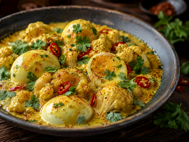 100. Eier-Curry mit Blumenkohl