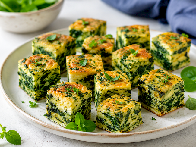 109. Kalte Mini-Frittata-Würfel mit Spinat