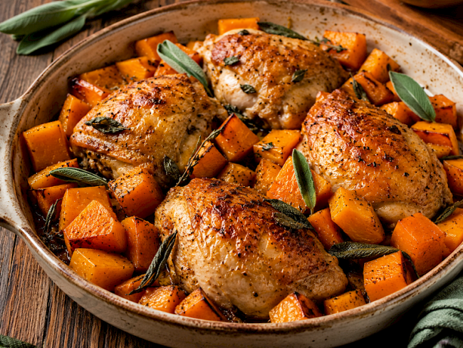 126. Ofen-Hähnchen mit Butternut & Salbei