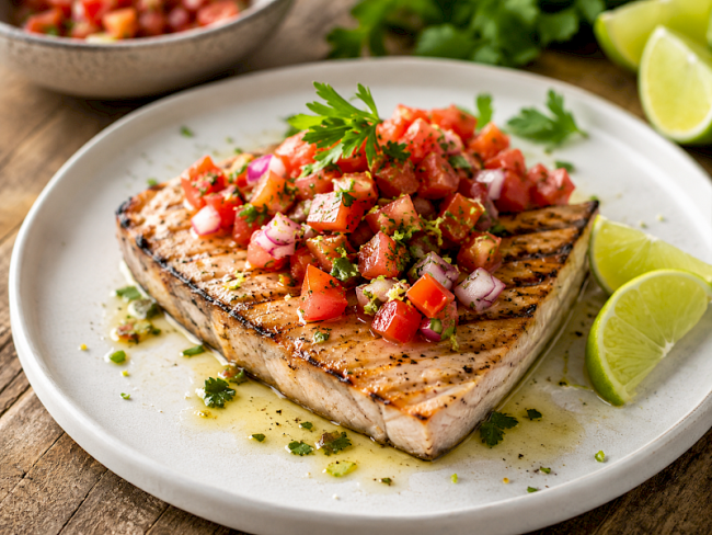 138. Schwertfischsteak mit Tomaten-Limetten-Salsa