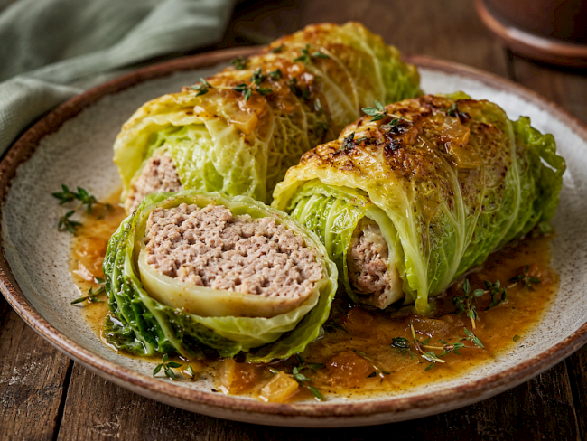 141. Wirsing-Rouladen mit Putenhack