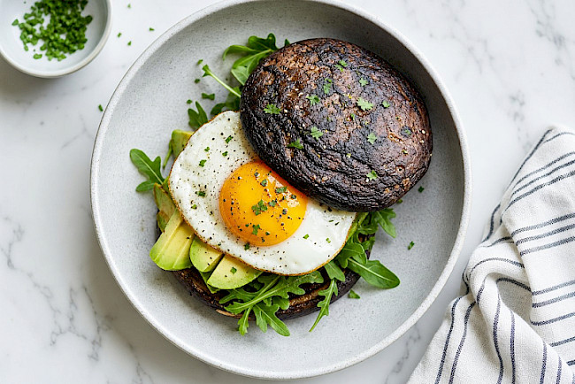 206. Portobello-Frühstücks-Burger mit Ei & Avocado