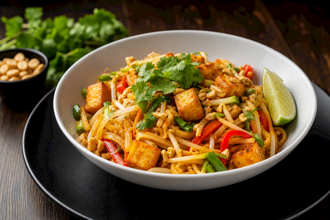 Pad Thai mit Tofu und Erdnüssen
