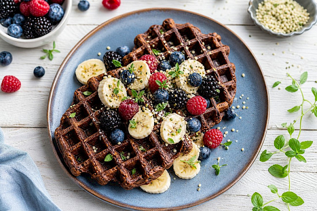 Schoko-Protein-Waffeln mit Banane