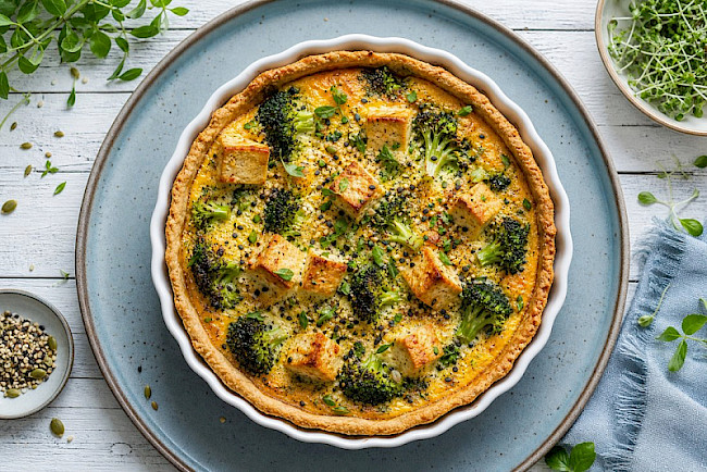 Brokkoli-Tofu-„Quiche" ohne Ei (Kichererbsenmehl)