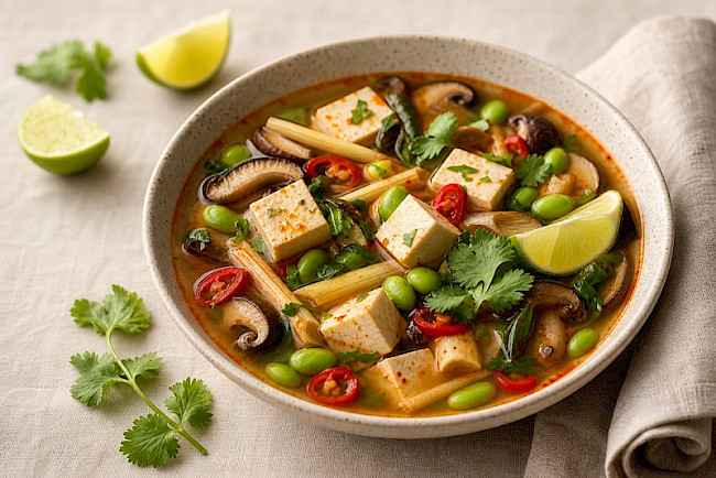 Tom Yum mit Tofu und Pilzen