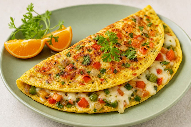 Indisches Masala-Omelett mit Käse