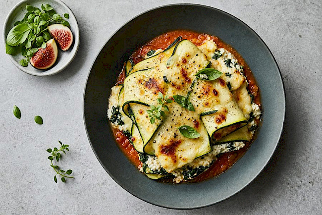 Zucchini-Lasagne mit Ricotta und Spinat
