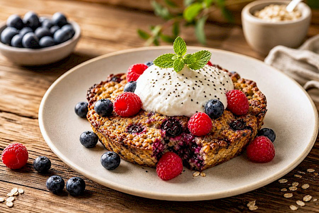 Gebackene Haferflocken mit Beeren und Skyr
