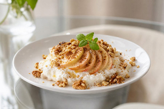 Apfel-Zimt-Quark mit Walnuss-Crunch