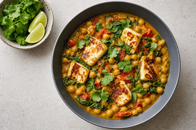 Halloumi-Curry mit Kichererbsen