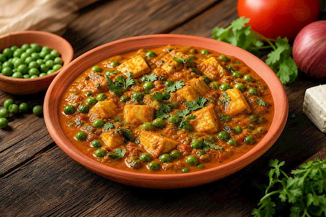 Matar Paneer (Paneer-Erbsen-Curry)