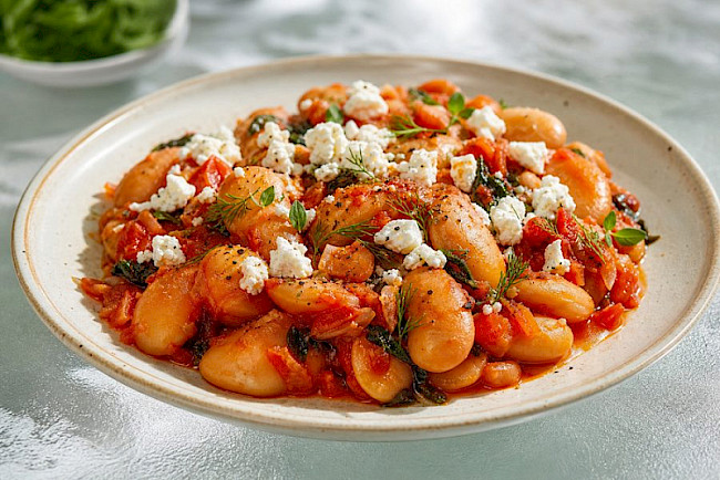 Griechische Gigantes mit Feta