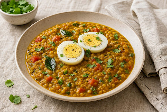 Linsen-Dal mit Ei (Anda Dal)