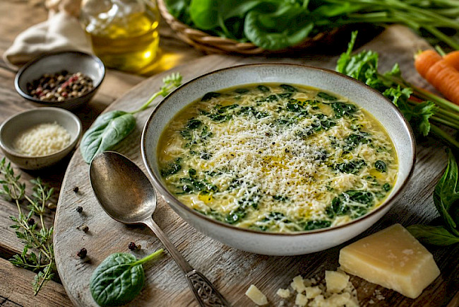 Stracciatella-Suppe mit Parmesan
