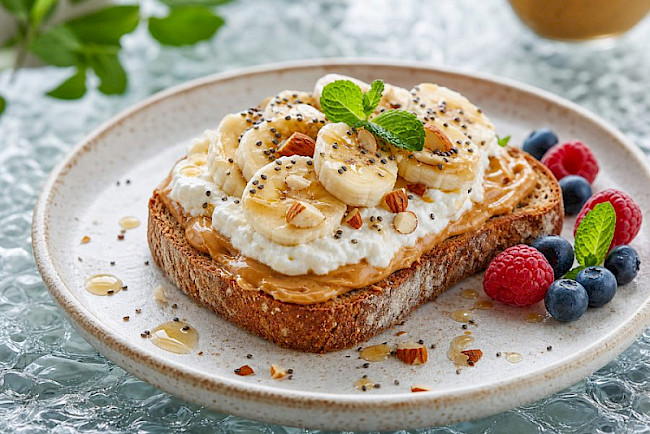 Erdnussbutter-Banane-Toast mit Skyr