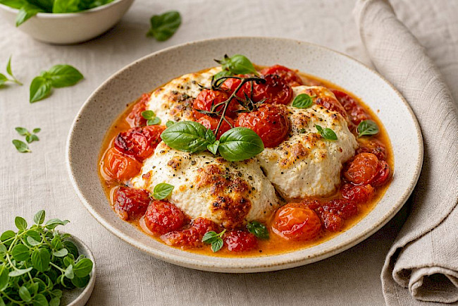 Gebackene Ricotta mit Tomaten (Ricotta al forno)