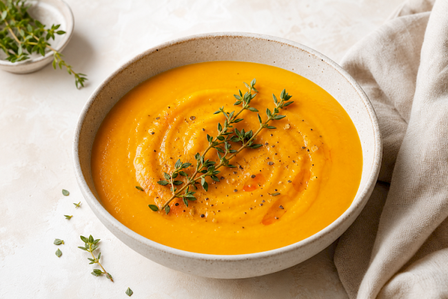 Vegan · Cremige Kürbissuppe (Hokkaido)