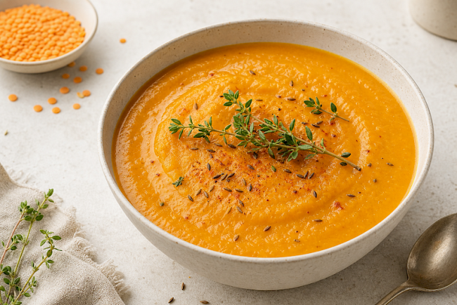 Vegan · Rote-Linsen-Suppe mit Kreuzkümmel