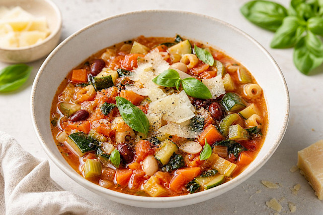 Vegetarisch · Minestrone mit Parmesan