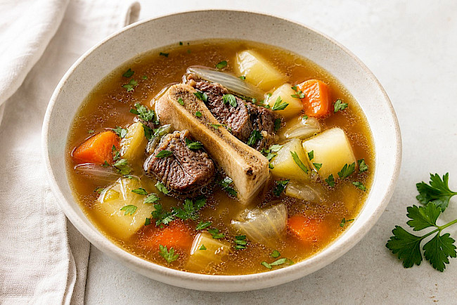 Paleo · Rinderkraftbrühe mit Wurzelgemüse
