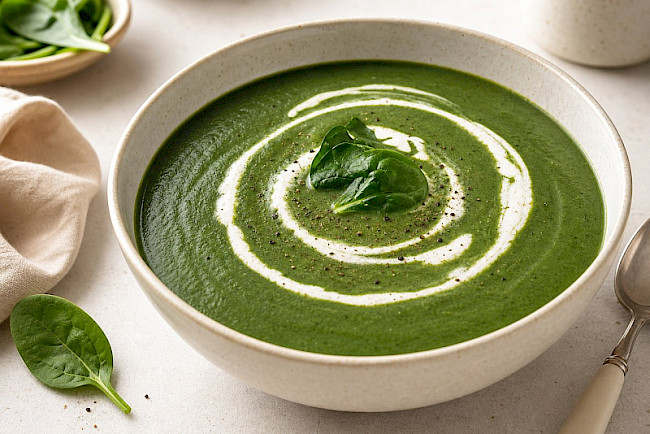 Low-Carb · Spinat-Cremesuppe mit Frischkäse